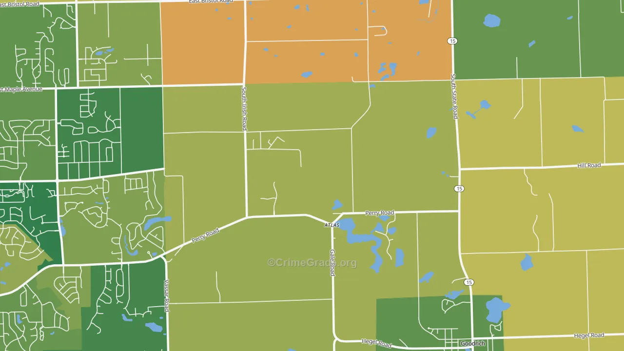 Atlas, MI Map of Robbery Rates
