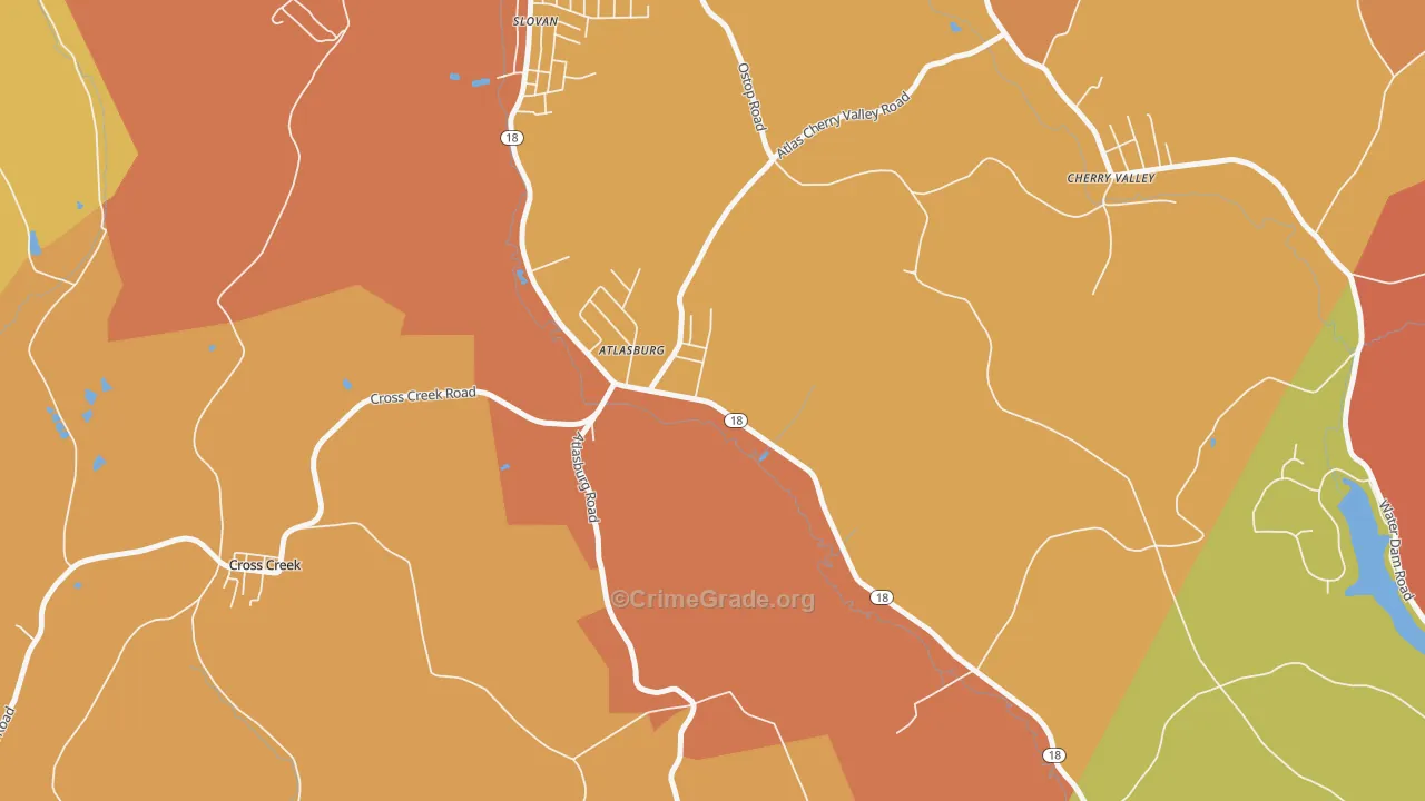 Atlasburg, PA Map of Robbery Rates