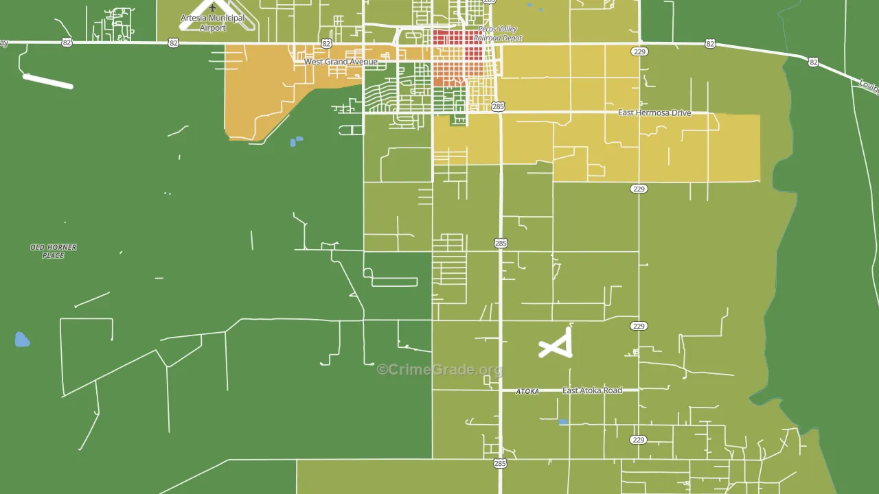 Atoka, NM Map of Robbery Rates