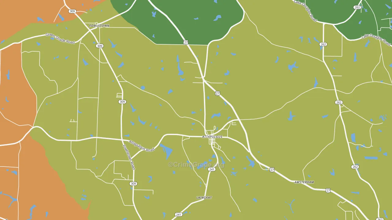 Attapulgus, GA Map of Robbery Rates