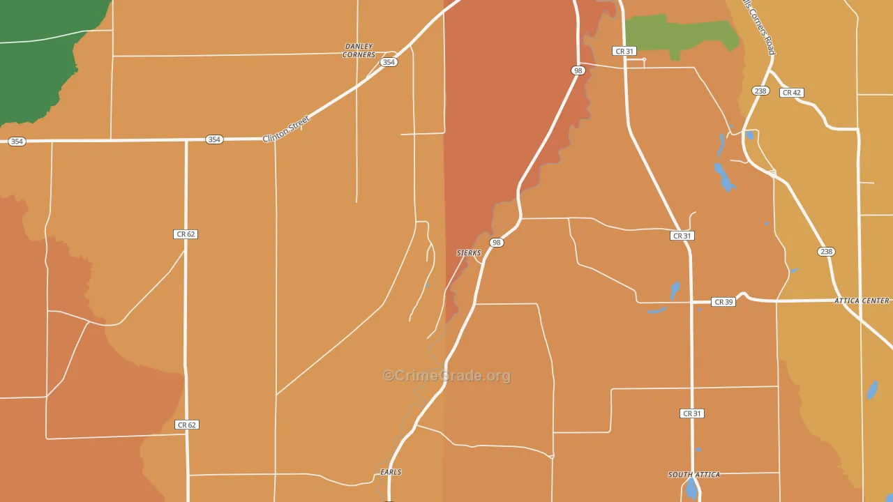 Attica Center, NY Map of Robbery Rates