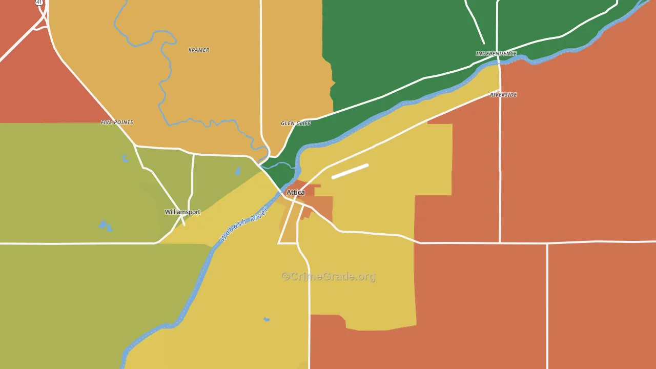 Attica, IN Map of Robbery Rates