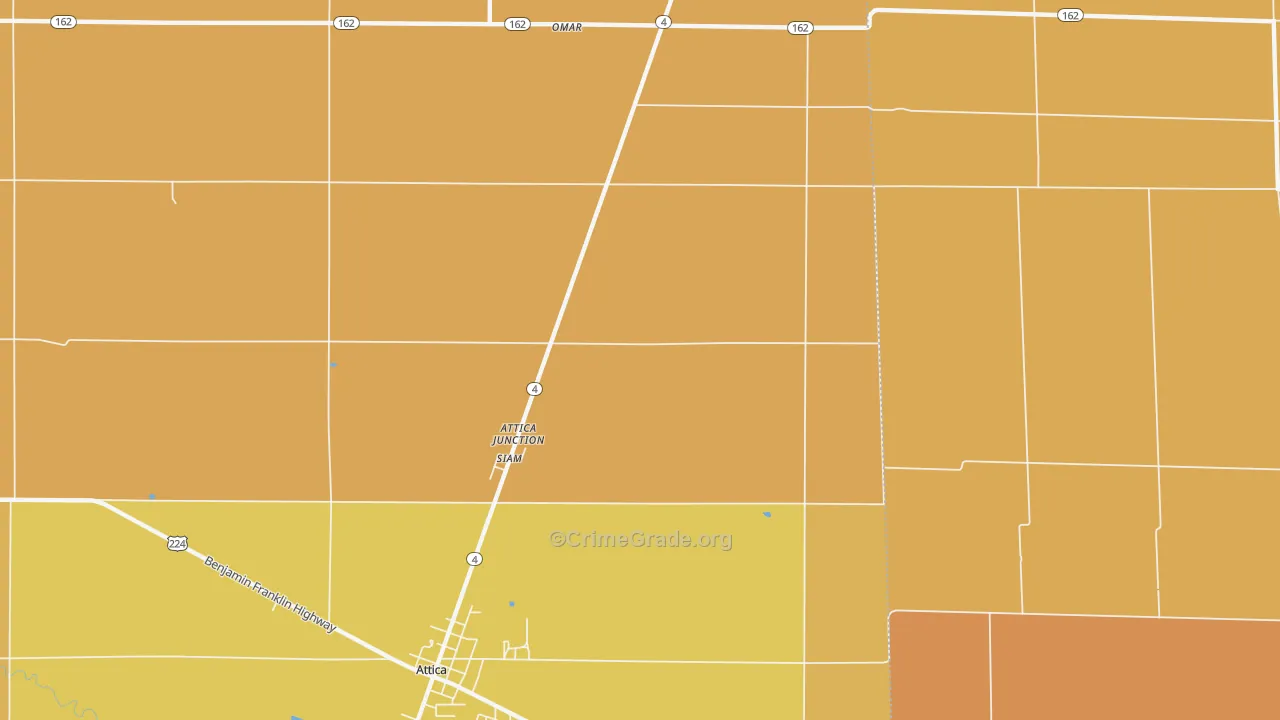 Attica Junction, OH Map of Robbery Rates