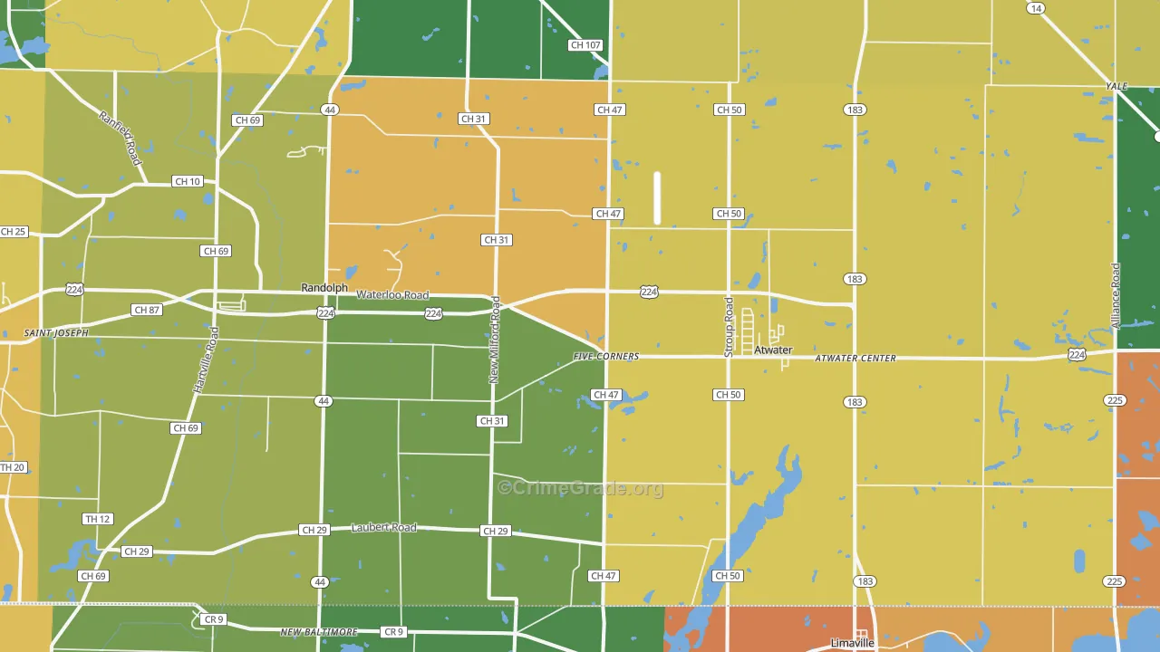 Atwater, OH Map of Robbery Rates