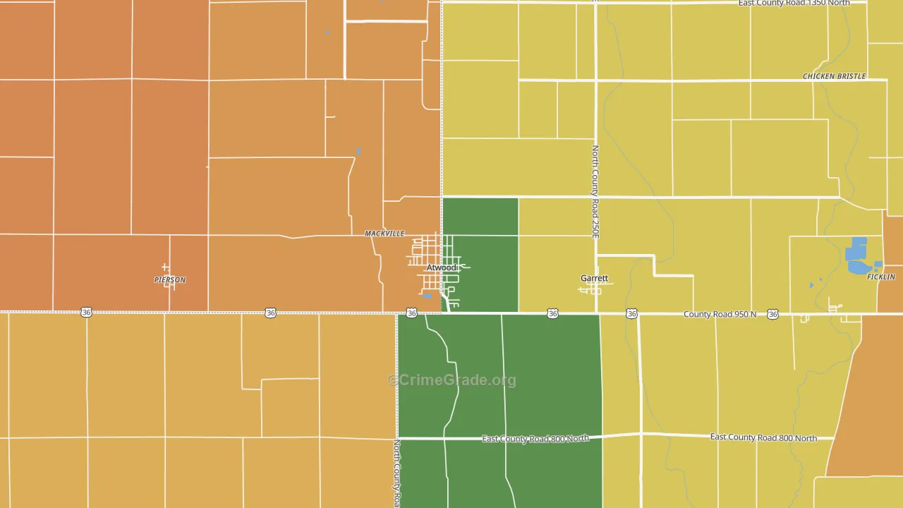 Atwood, IL Map of Robbery Rates