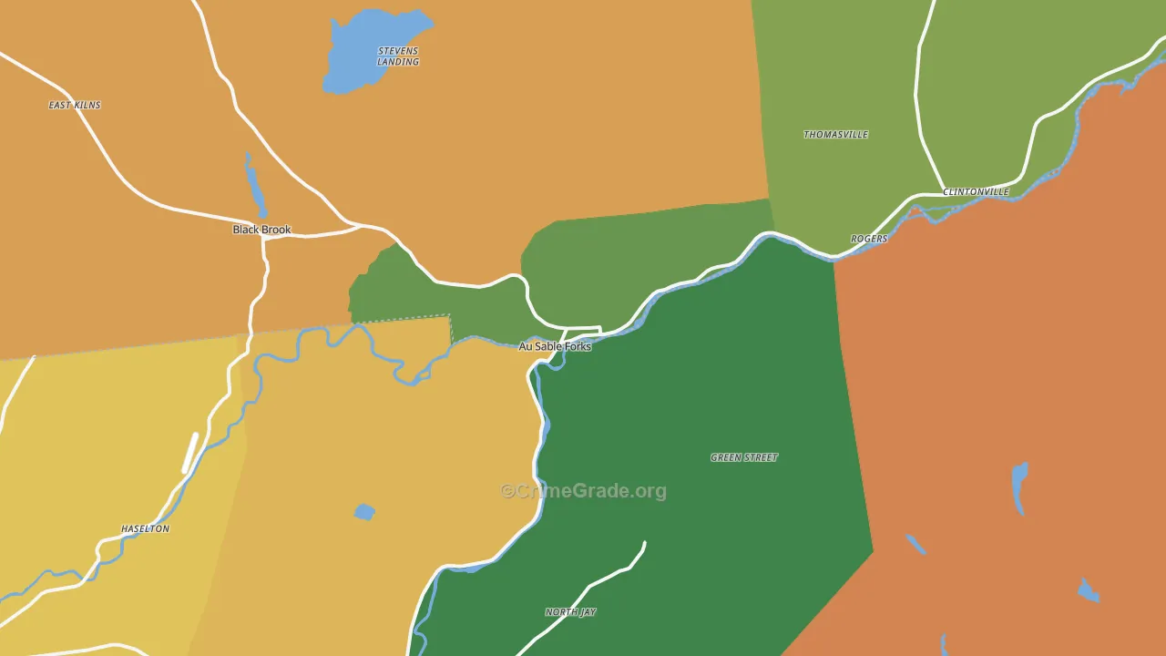 Au Sable Forks, NY Map of Robbery Rates