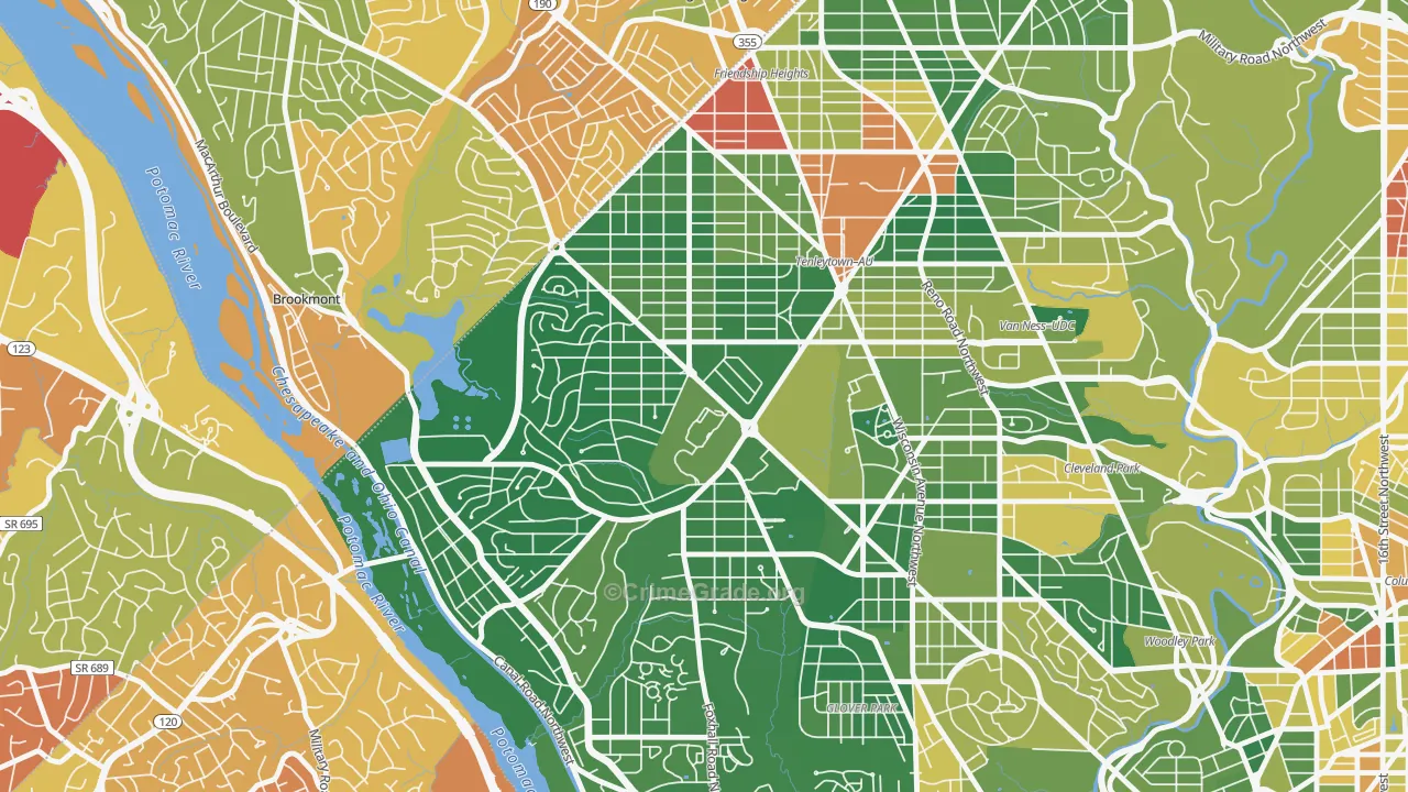 Au-Tenleytown, Washington, DC Map of Robbery Rates