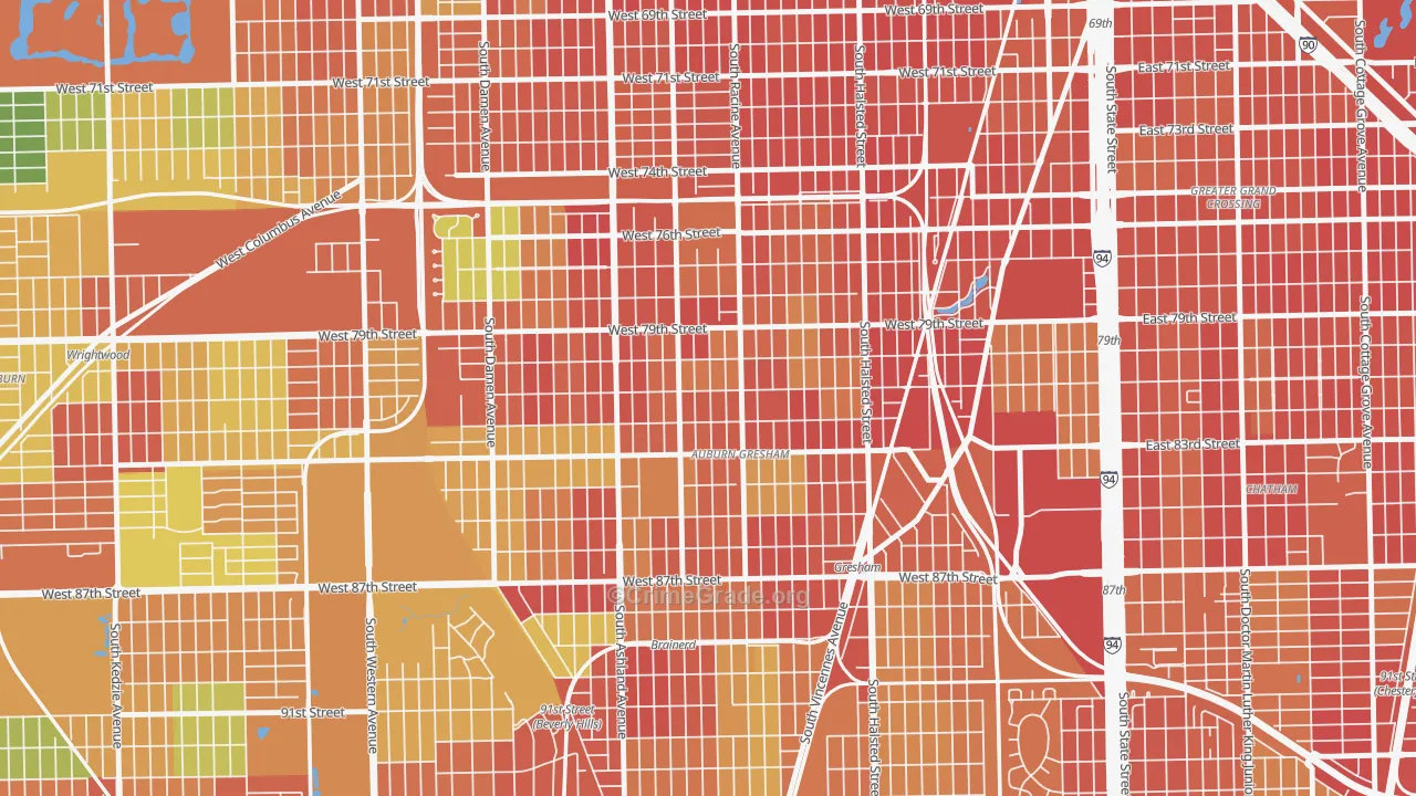 Auburn Gresham, Chicago, IL Map of Robbery Rates