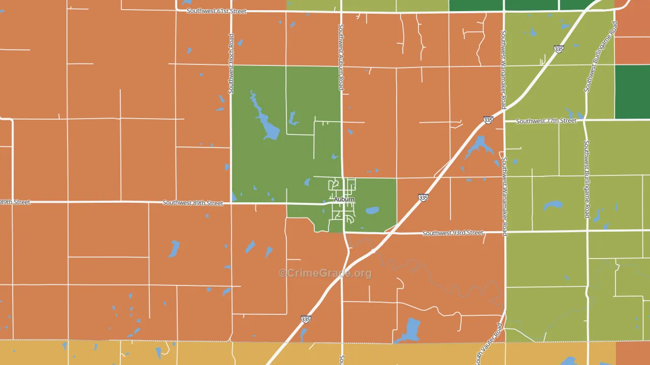 Auburn, KS Map of Robbery Rates