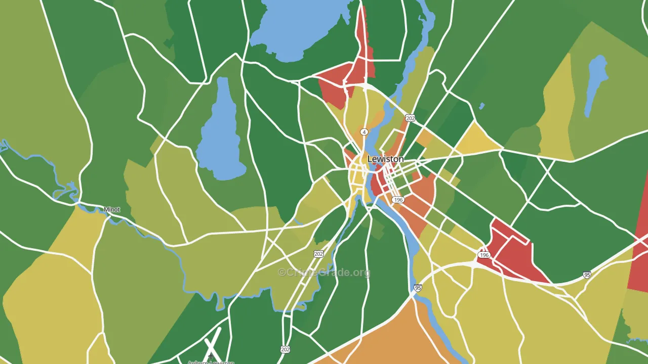 Auburn, ME Map of Robbery Rates