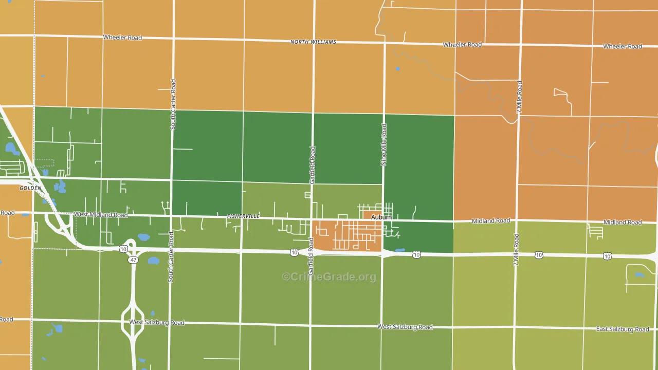 Auburn, MI Map of Robbery Rates