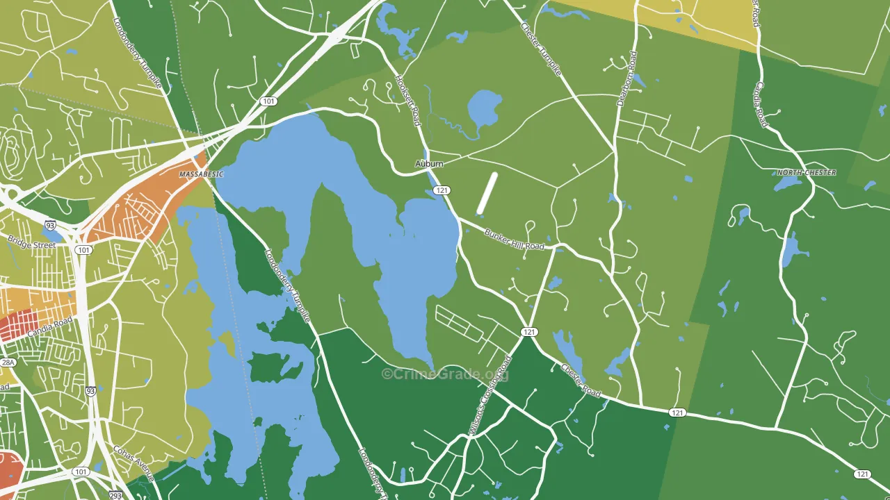 Auburn, NH Map of Robbery Rates