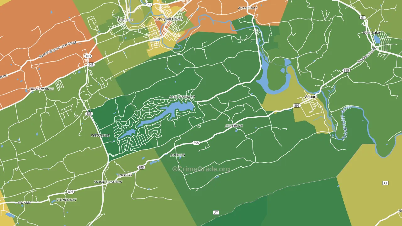 Auburn, PA Map of Robbery Rates