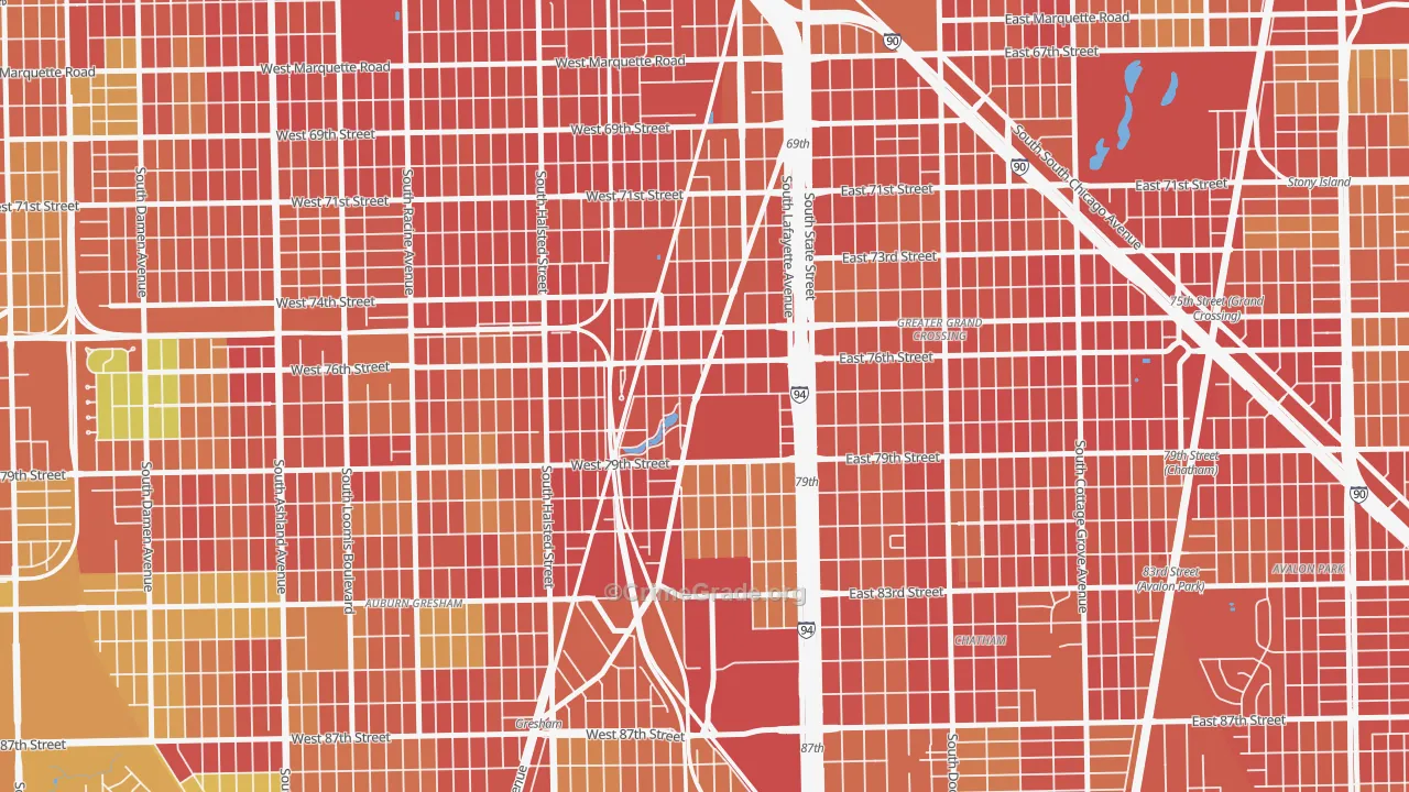 Auburn Park, Chicago, IL Map of Robbery Rates
