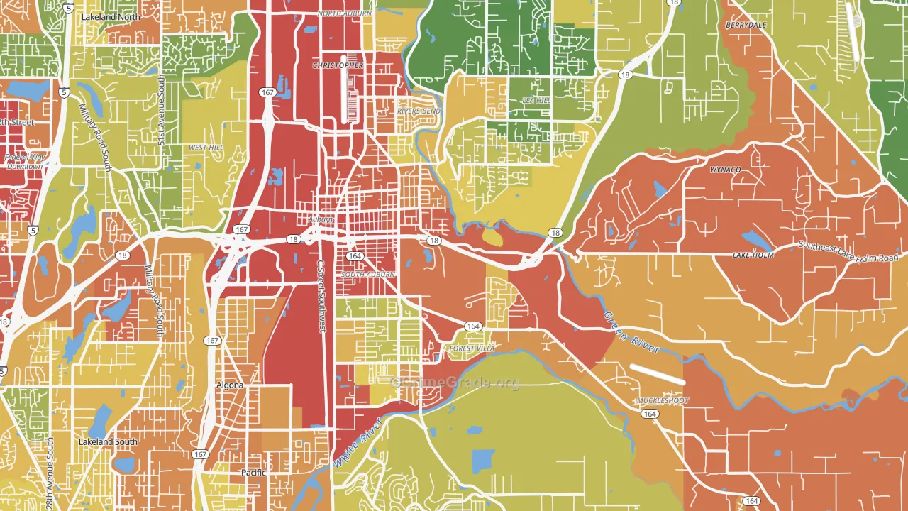 Auburn, WA Map of Robbery Rates