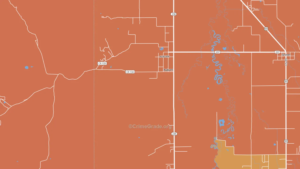 Auburn, WY Map of Robbery Rates