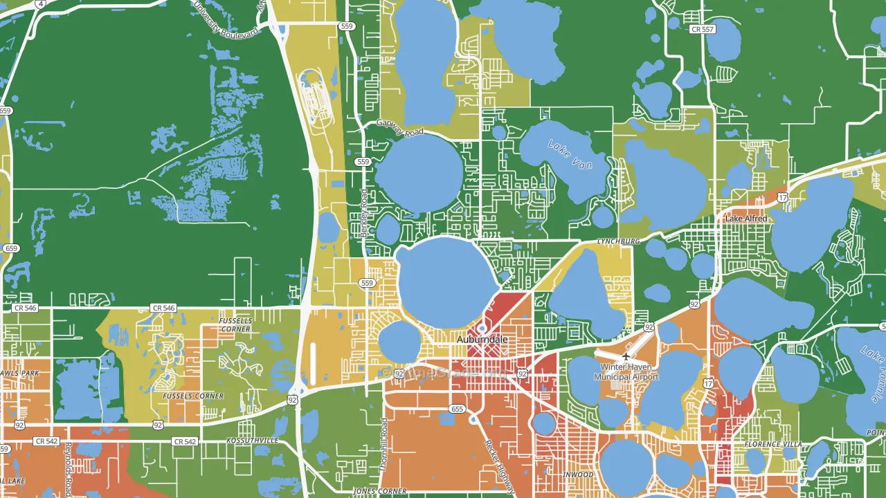Auburndale, FL Map of Robbery Rates
