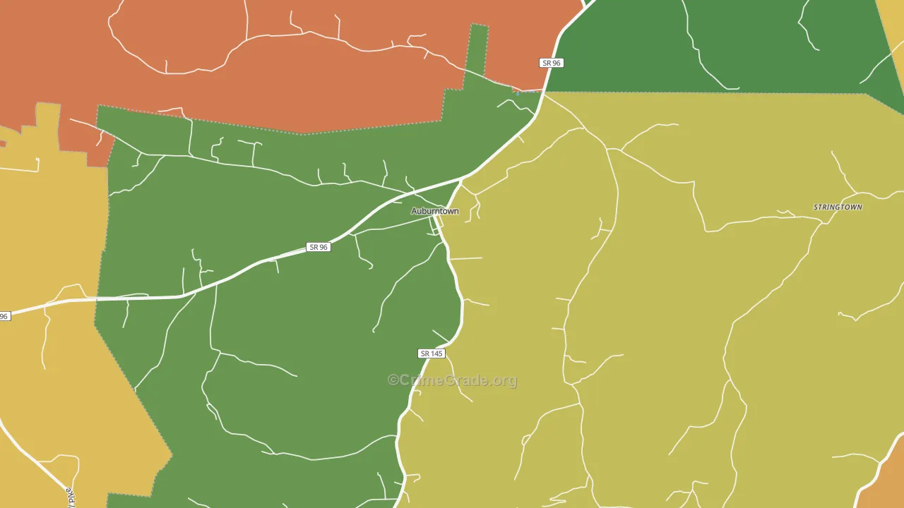 Auburntown, TN Map of Robbery Rates