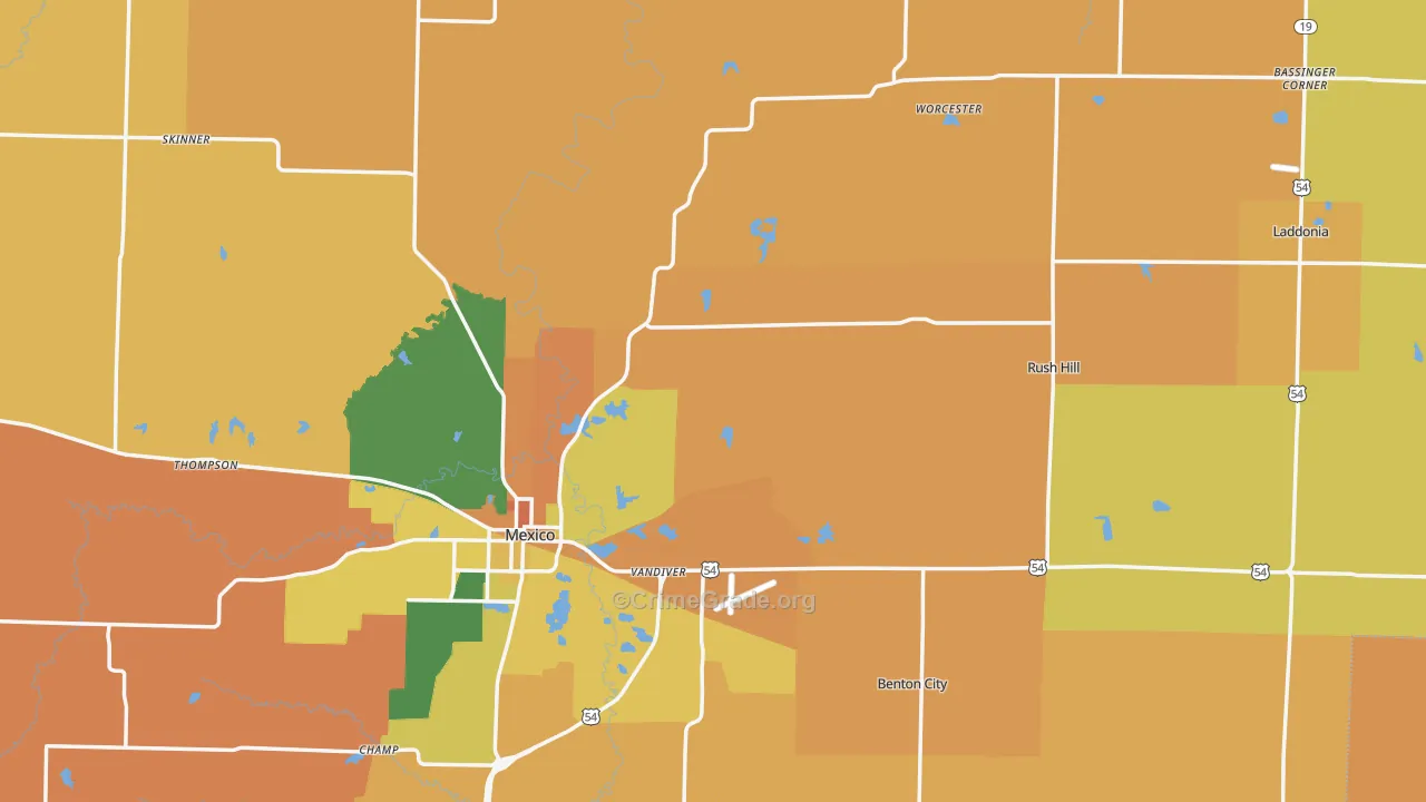 Audrain County, MO Map of Robbery Rates
