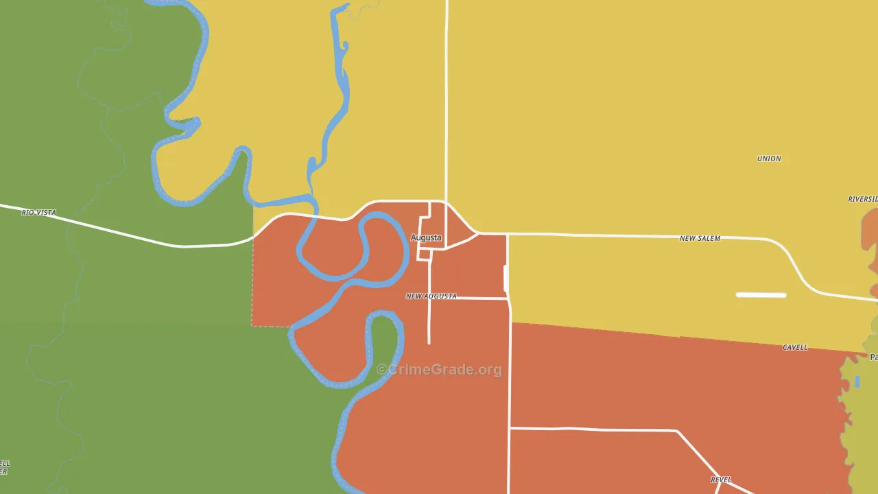 Augusta, AR Map of Robbery Rates