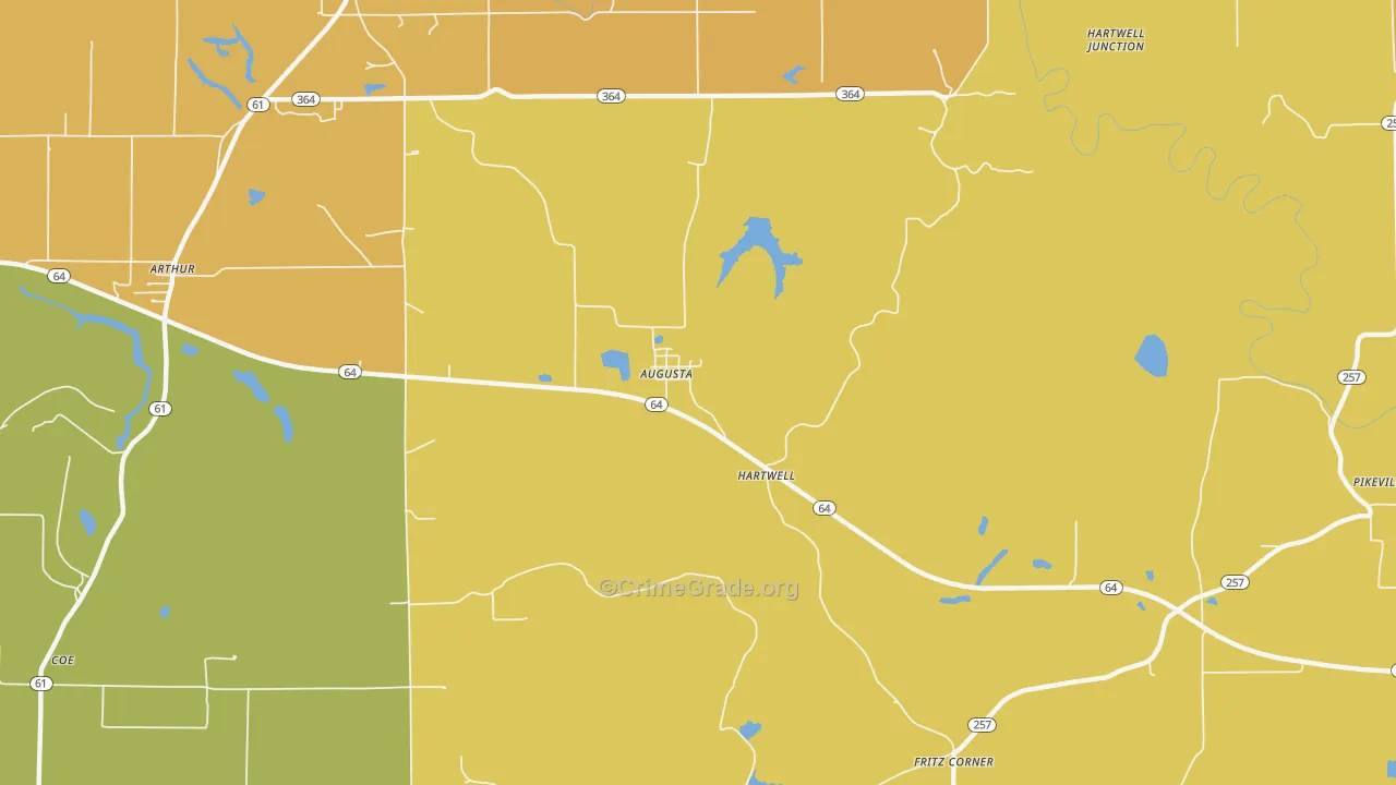 Augusta, IN Map of Robbery Rates