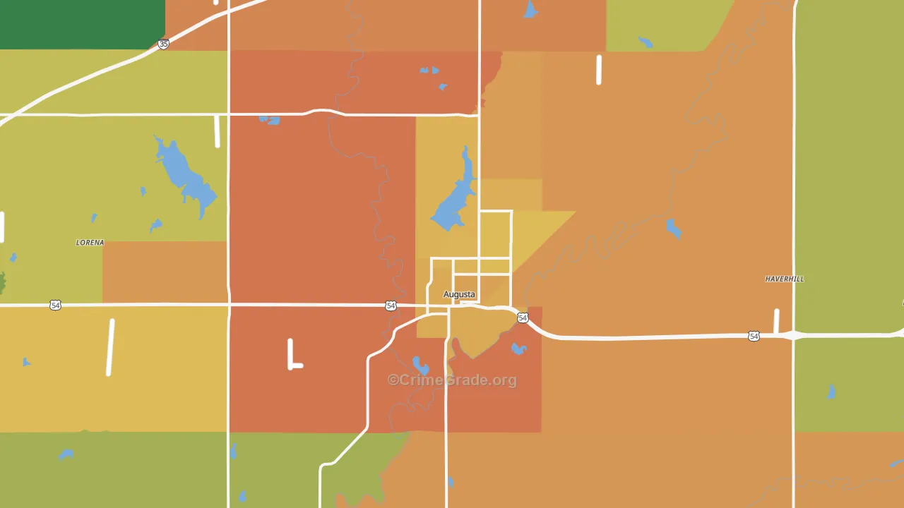 Augusta, KS Map of Robbery Rates