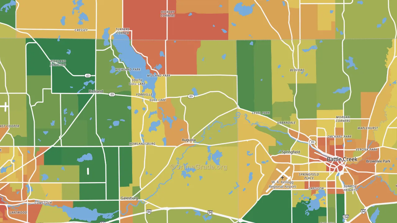 Augusta, MI Map of Robbery Rates