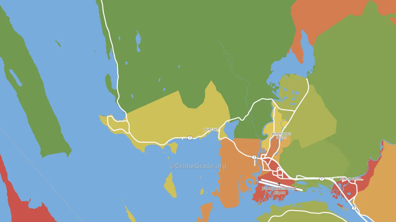 Auke Bay, AK Map of Robbery Rates