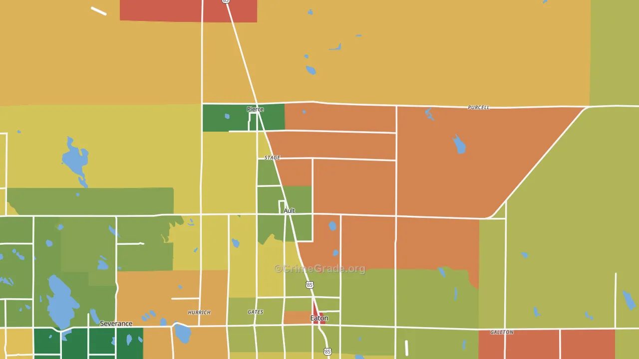 Ault, CO Map of Robbery Rates