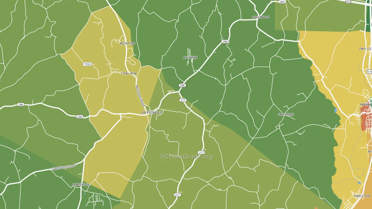 Aultman, PA Map of Robbery Rates