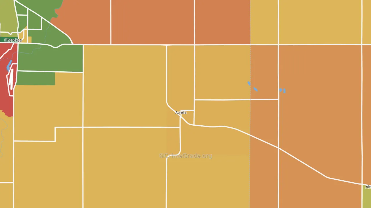 Aurelia, IA Map of Robbery Rates