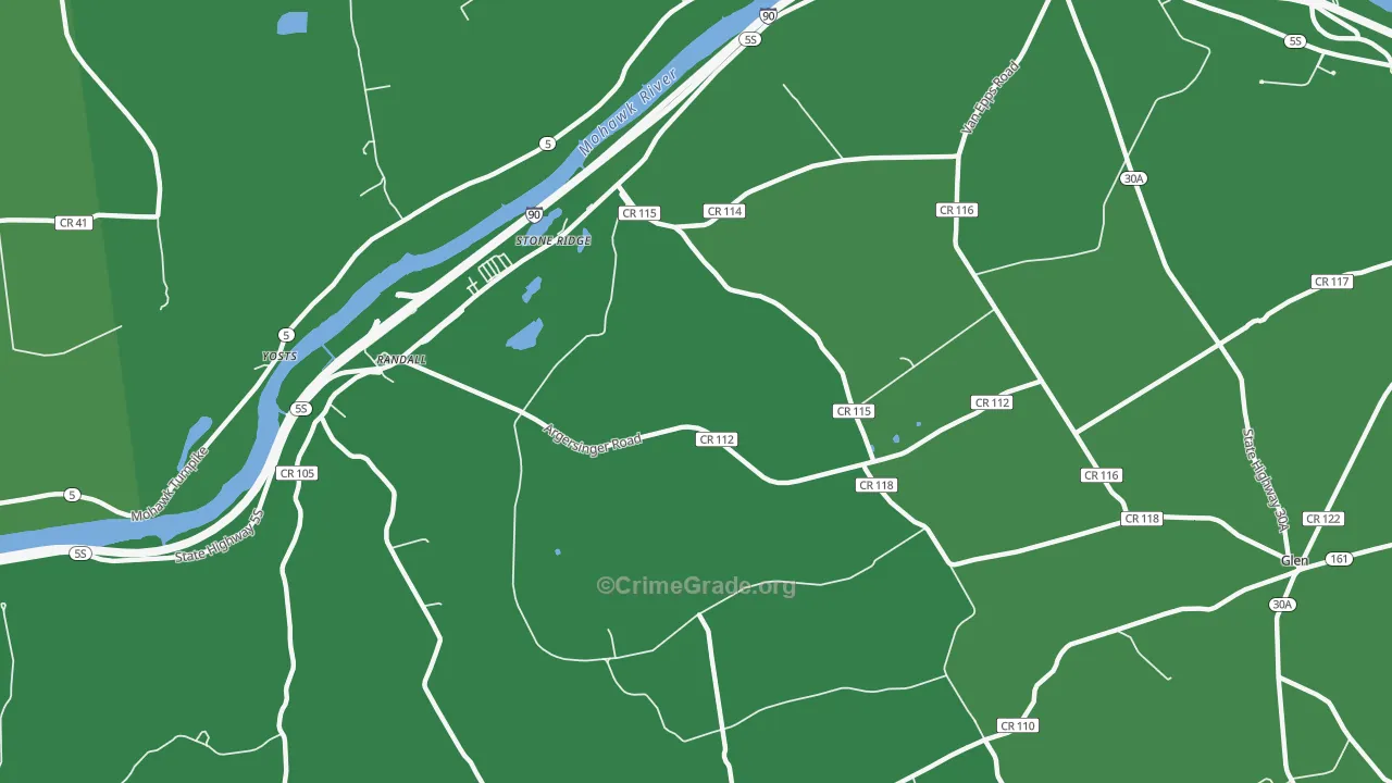 Auriesville, NY Map of Robbery Rates