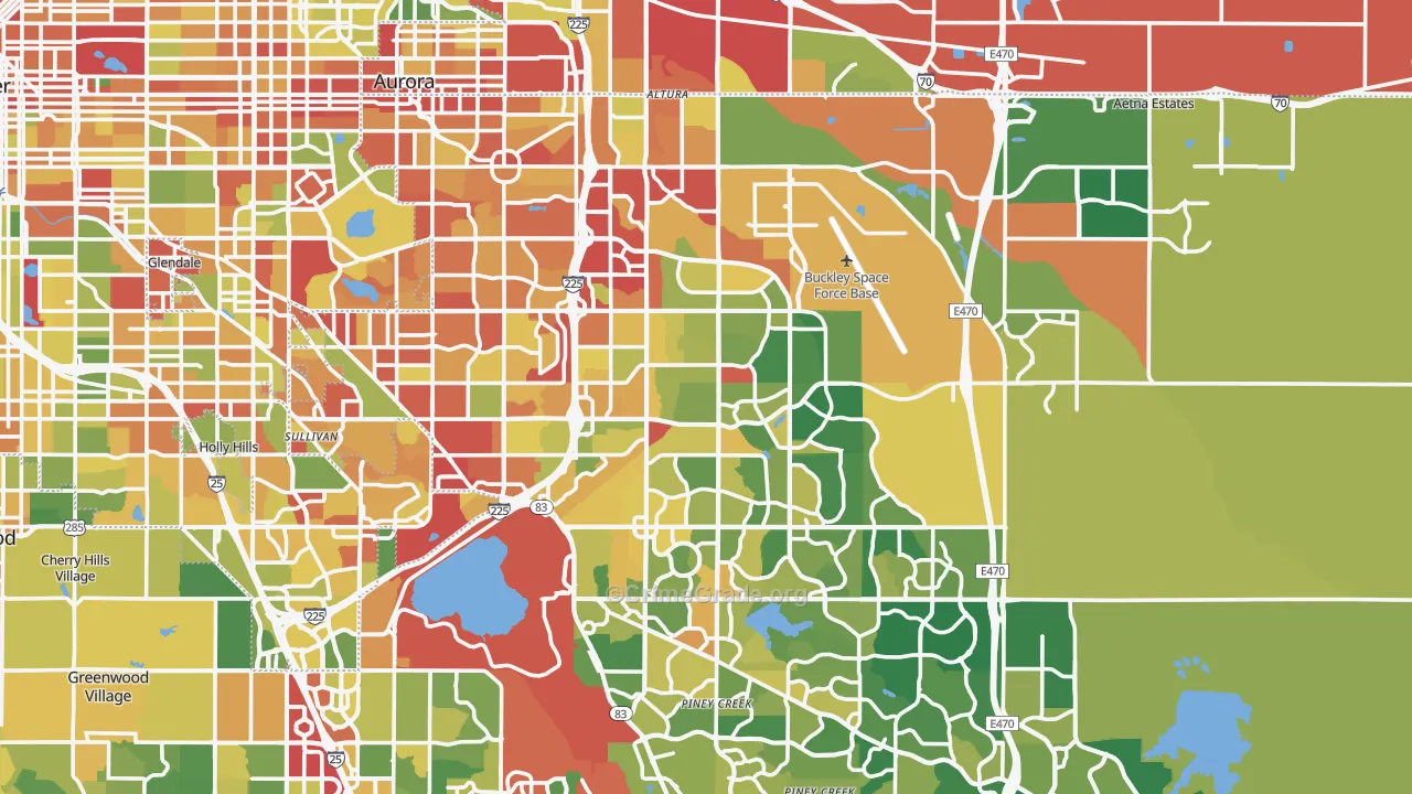 Aurora, CO Map of Robbery Rates