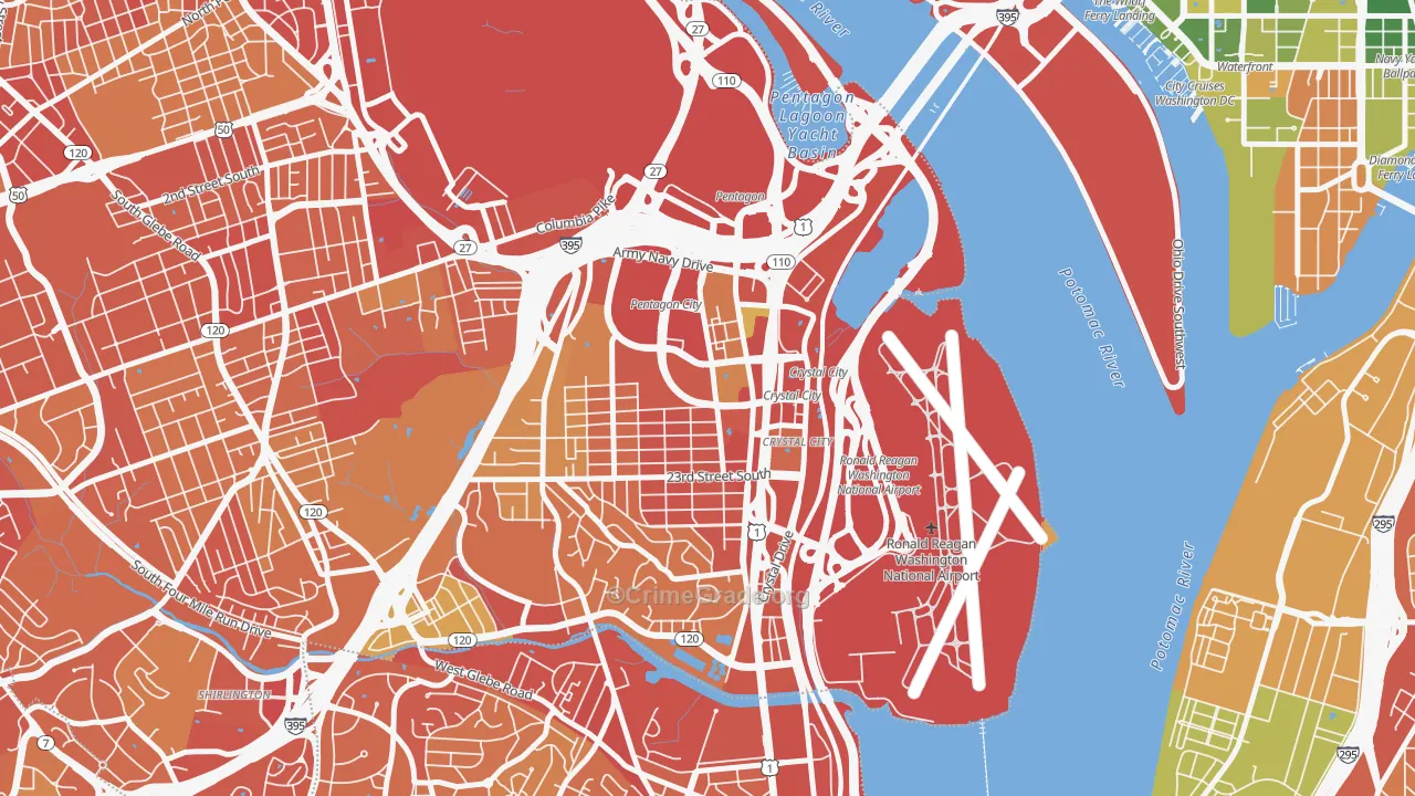 Aurora Highlands, Arlington, VA Map of Robbery Rates