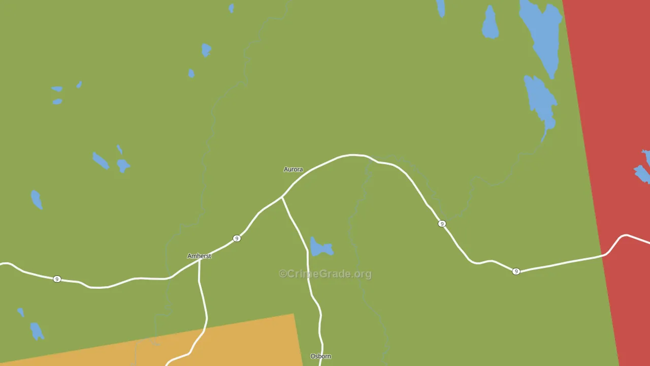 Aurora, ME Map of Robbery Rates