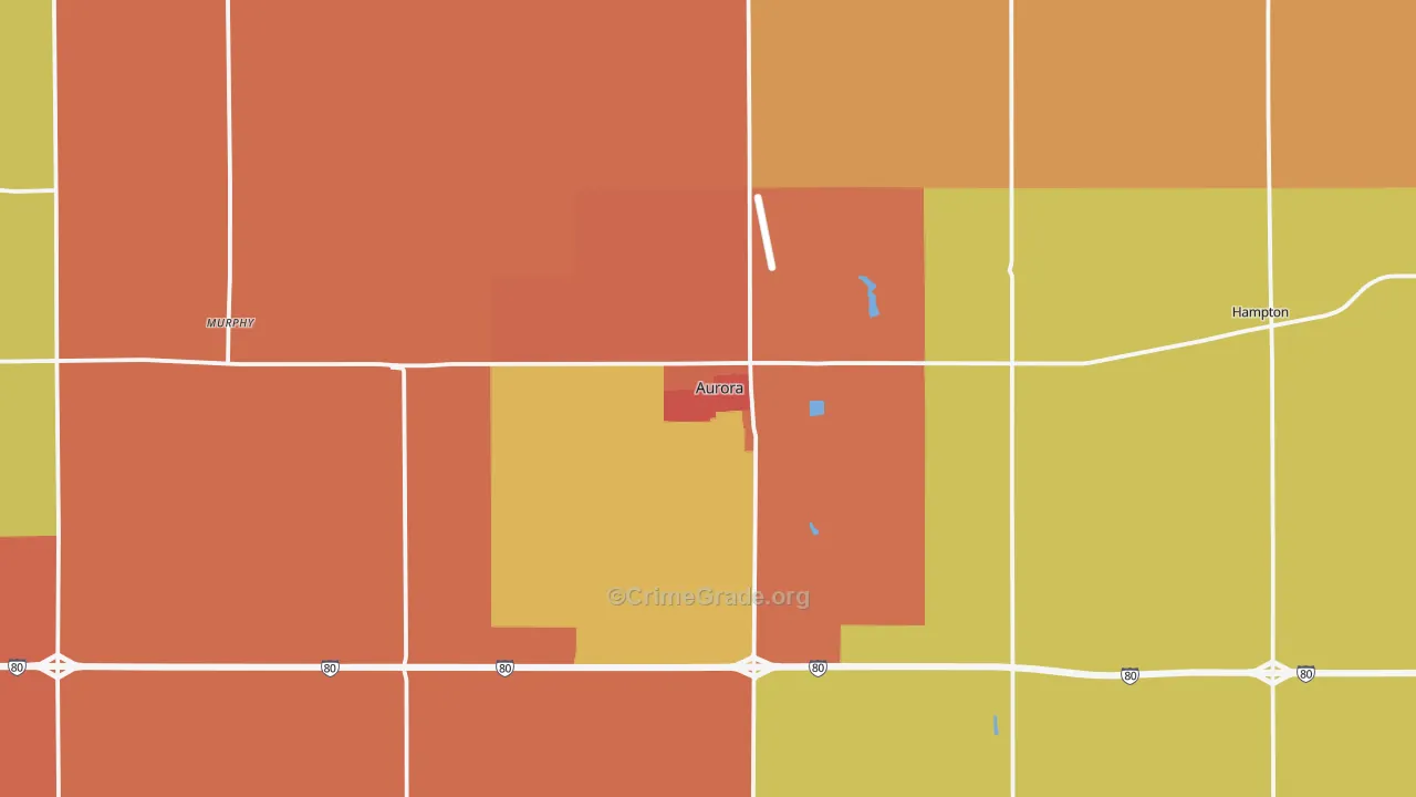 Aurora, NE Map of Robbery Rates