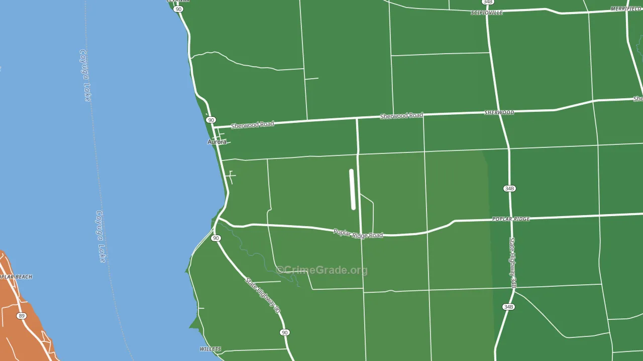 Aurora, NY Map of Robbery Rates