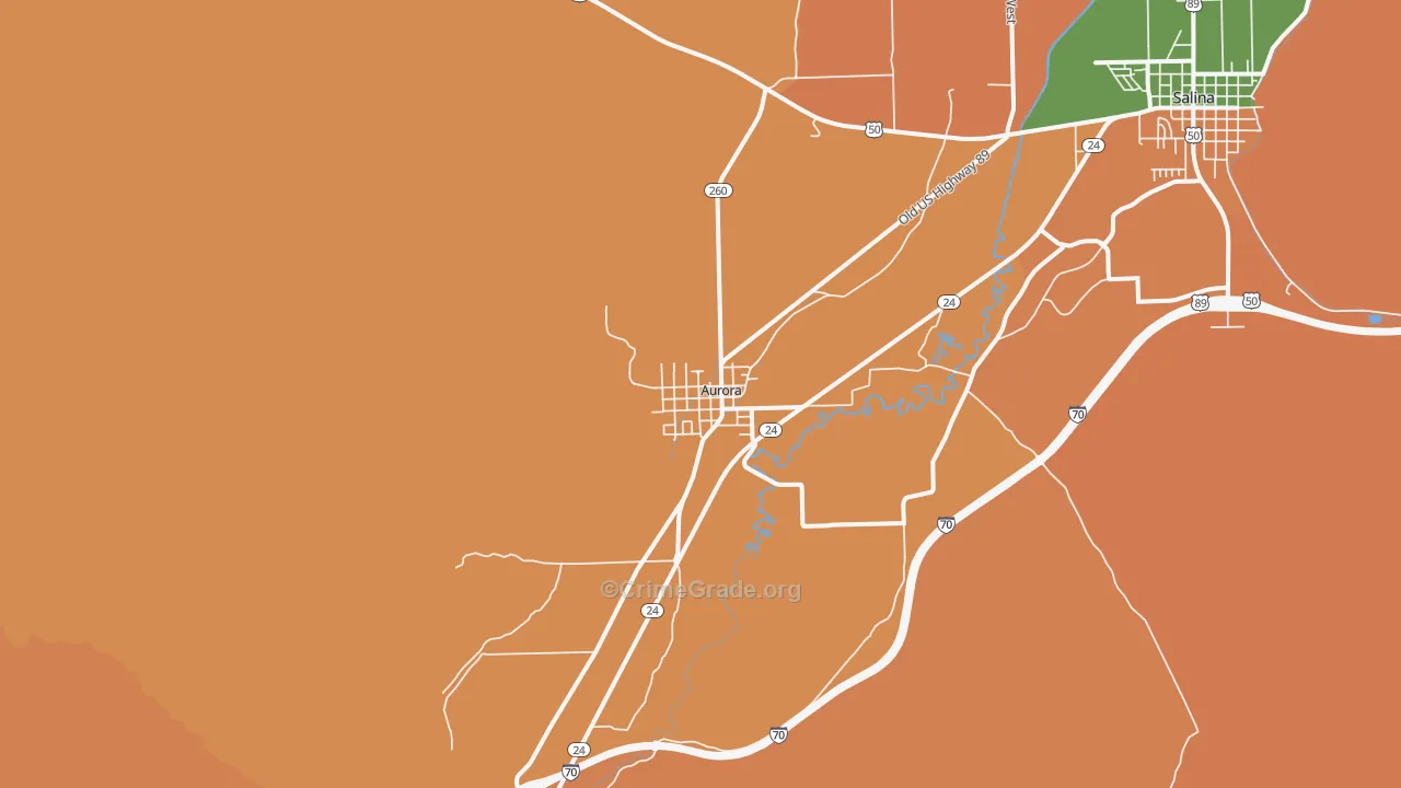 Aurora, UT Map of Robbery Rates