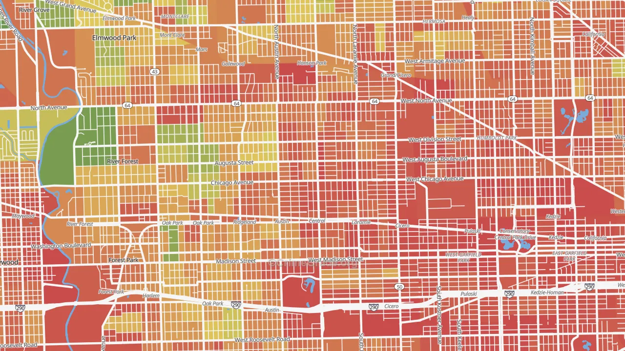 Austin, Chicago, IL Map of Robbery Rates