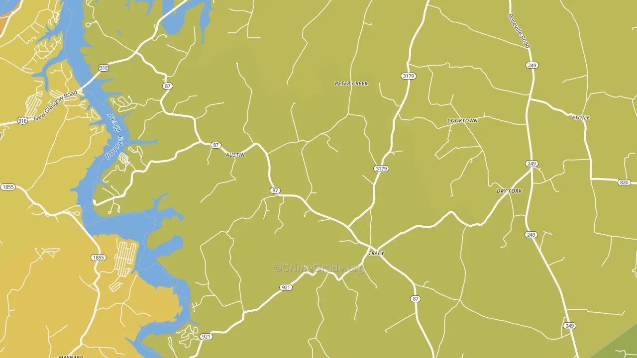 Austin, KY Map of Robbery Rates