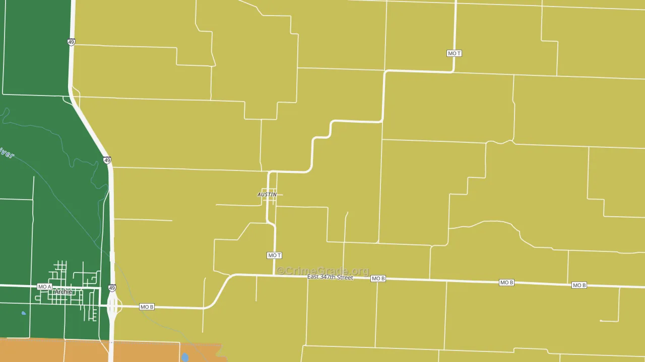 Austin, MO Map of Robbery Rates