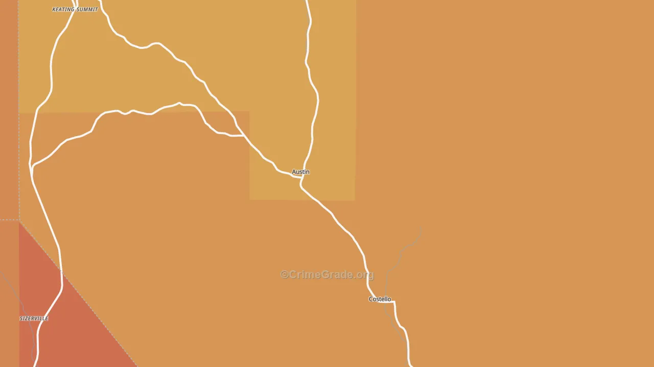 Austin, PA Map of Robbery Rates