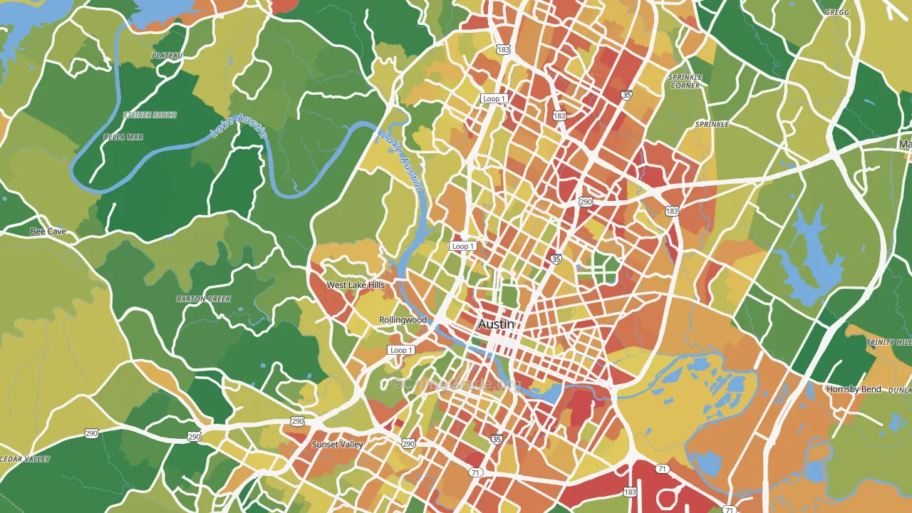 Austin, TX Map of Robbery Rates