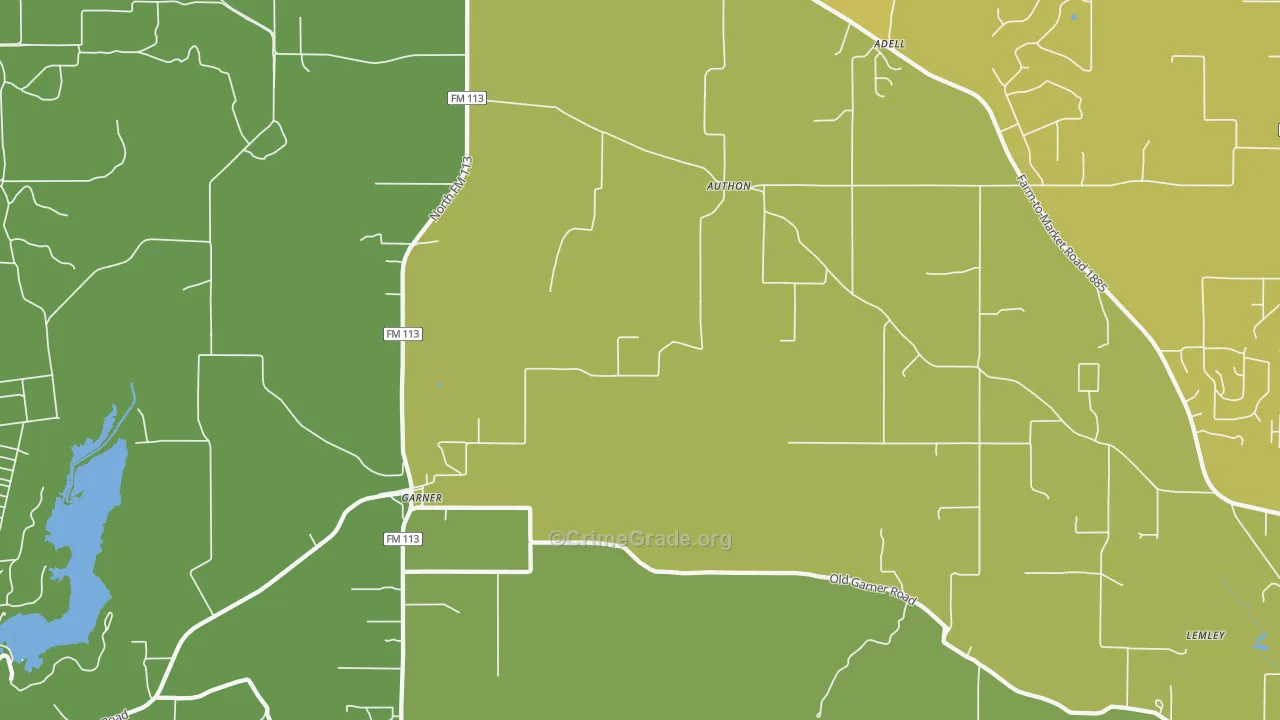 Authon, TX Map of Robbery Rates