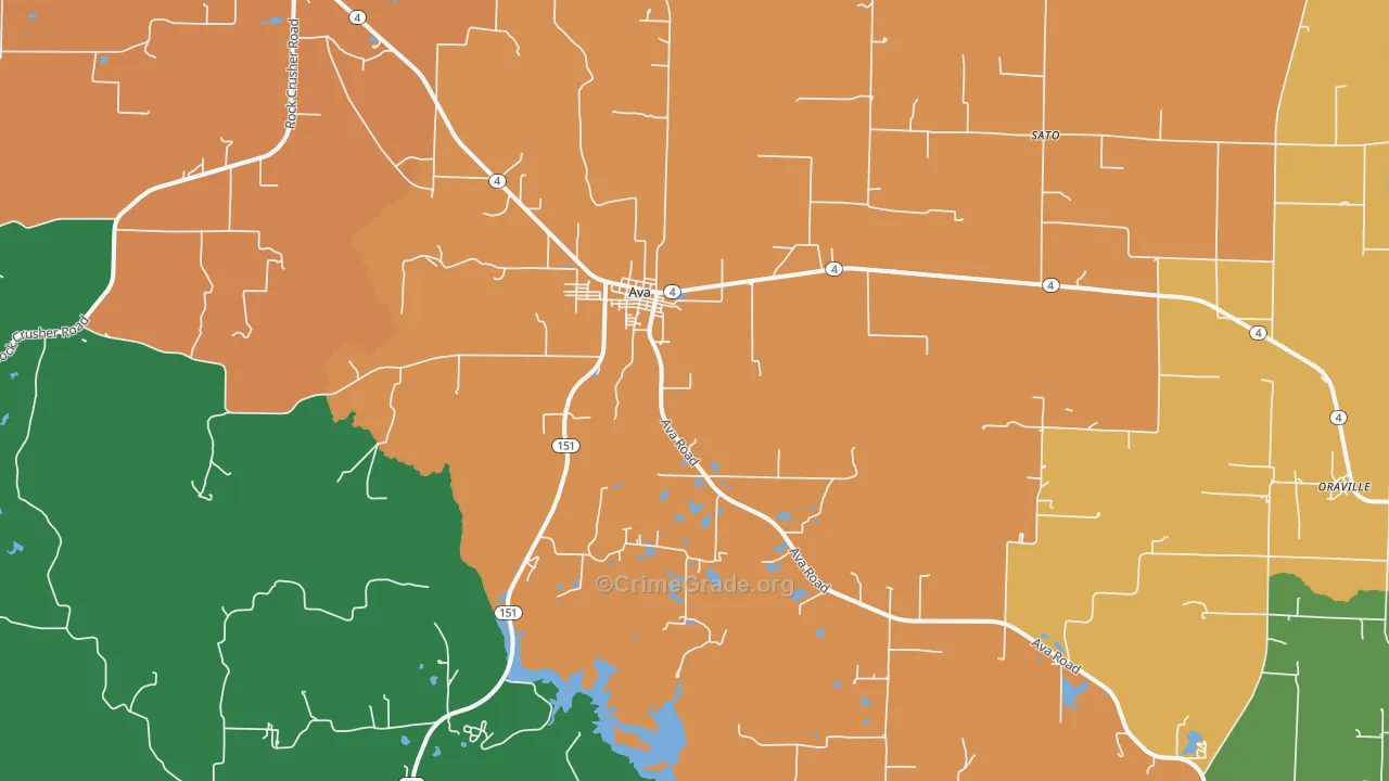 Ava, IL Map of Robbery Rates