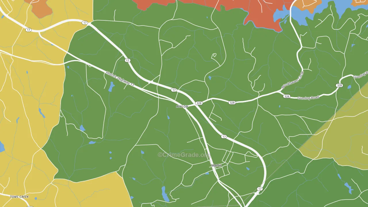 Avalon, GA Map of Robbery Rates