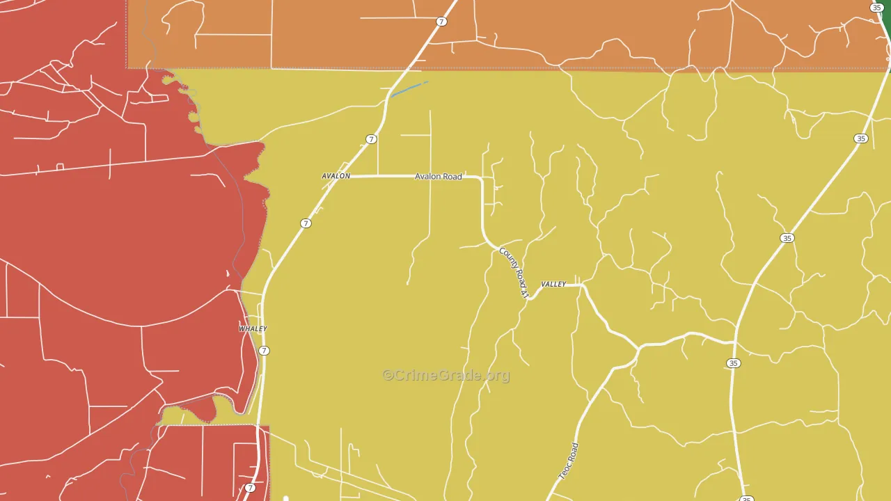 Avalon, MS Map of Robbery Rates