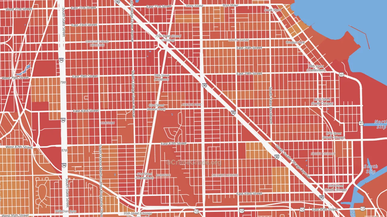 Avalon Park, Chicago, IL Map of Robbery Rates