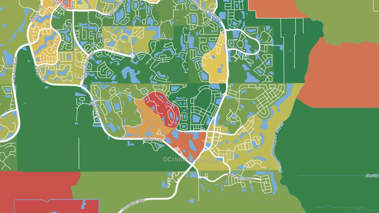 Avalon Park Northwest Village, Alafaya, FL Map of Robbery Rates