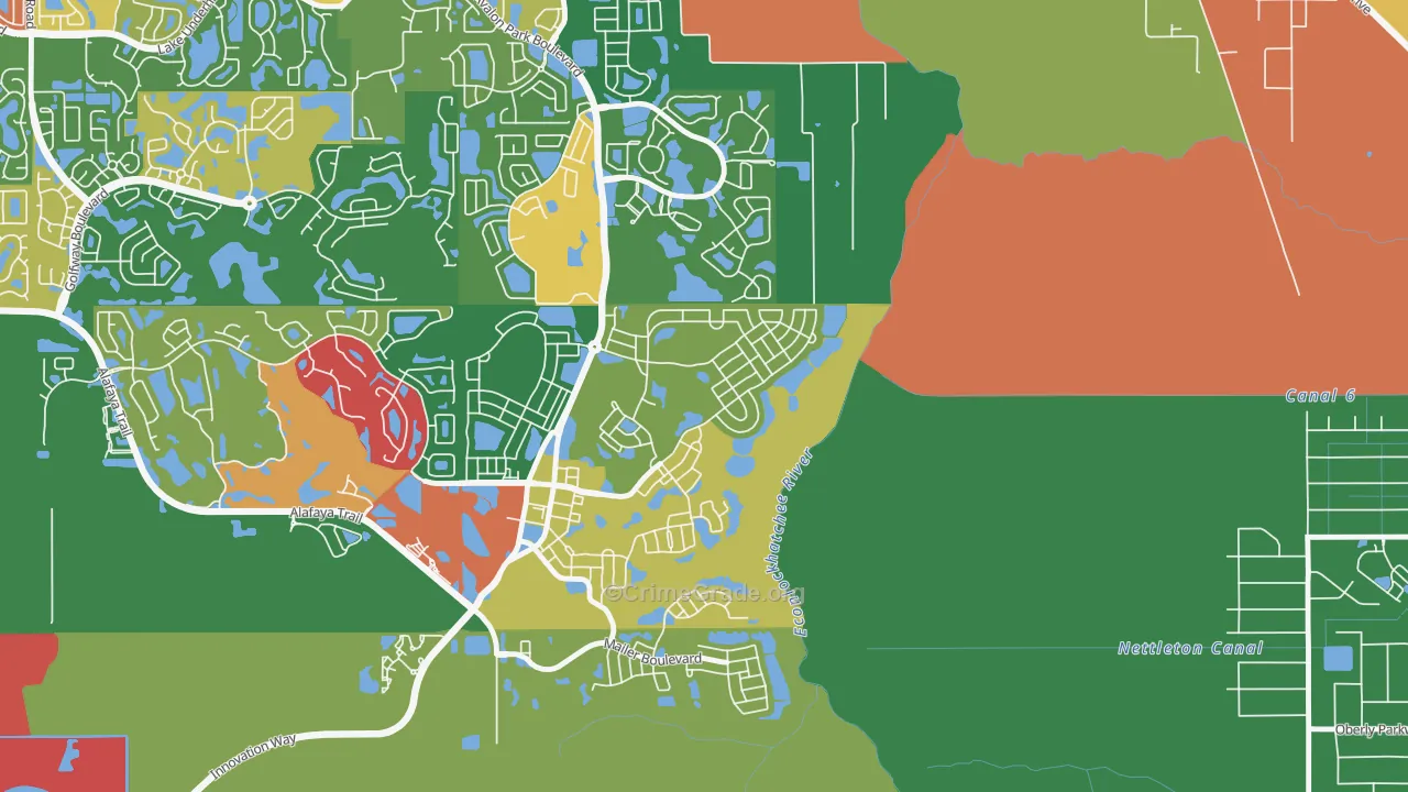 Avalon Park Village, Alafaya, FL Map of Robbery Rates